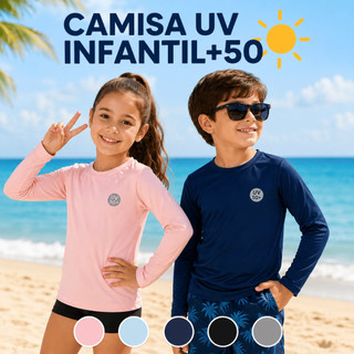 BLUSA INFANTIL PROTEÇÃO UV+50 CAMISA TAMANHO 4 AO 16 PRAIA VERÃO FÉRIAS PERFEITO PARA SE PROTEGER DO SOL