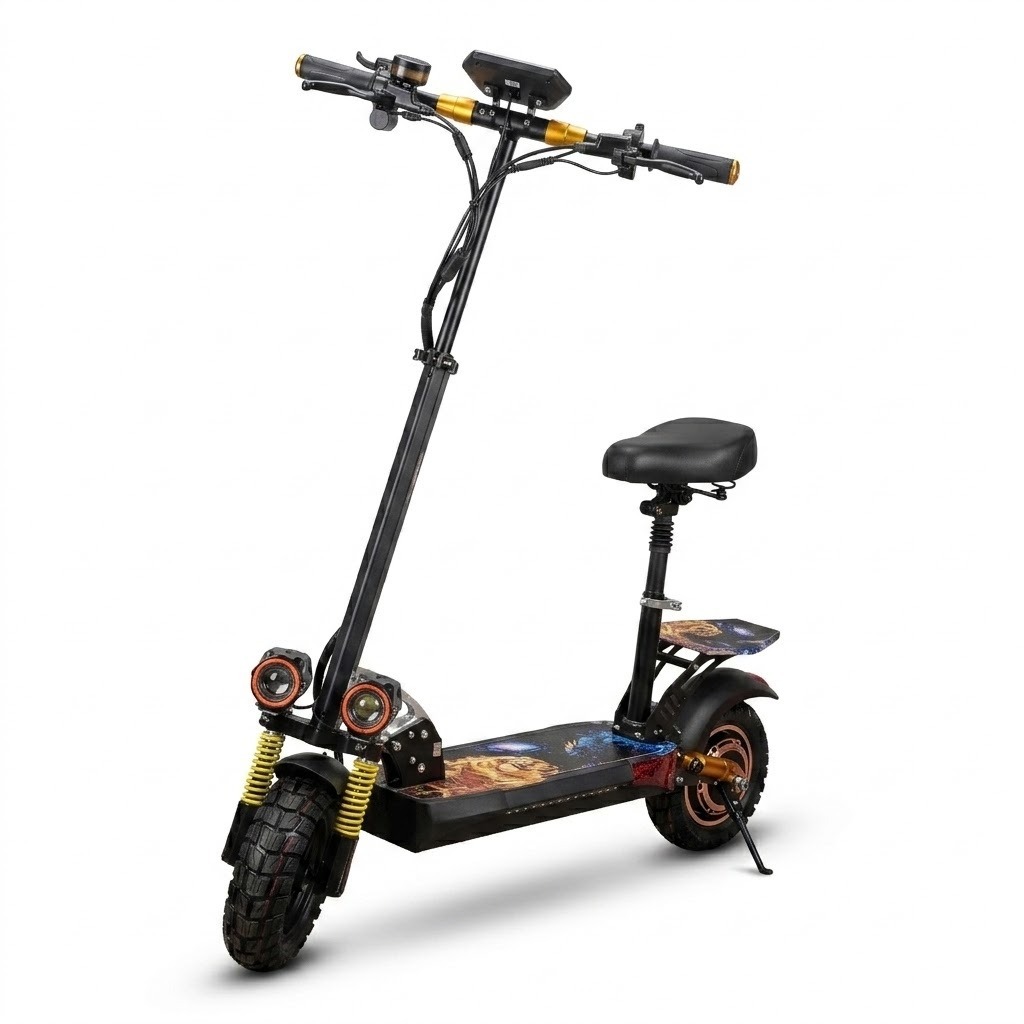 Patinete Elétrico T 15 800w 48v 13a Adulto C/ Banco Bluetooth - Preto Amarelo