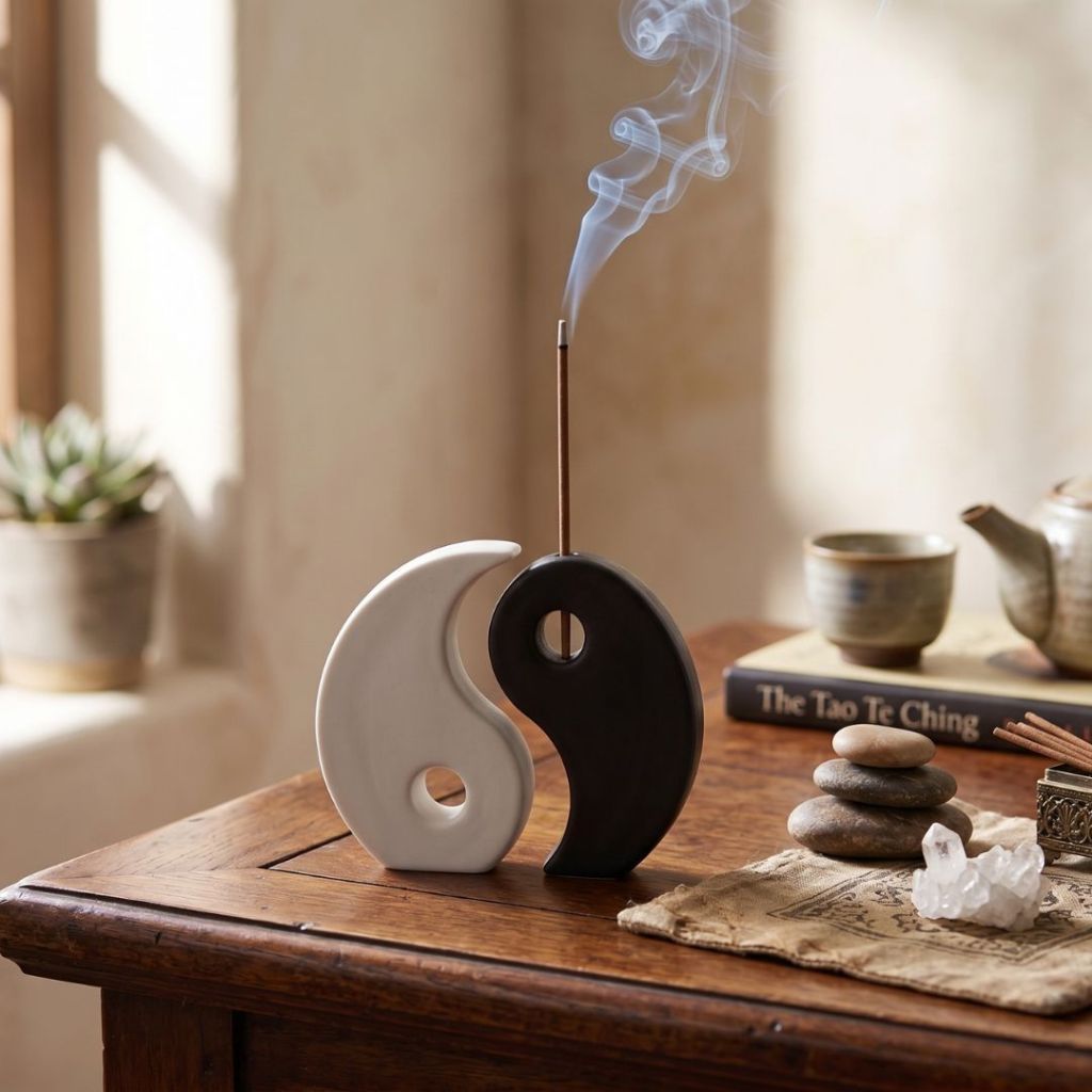 Incensário Ying Yang Porta Incenso Vareta Suporte Zen Mesa Quarto Sala Decoração Aromaterapia Presente Criativo