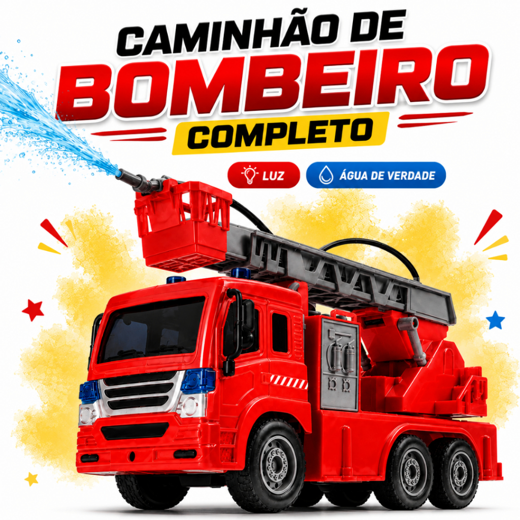 super caminhão de bombeiro que solta água escada movél brinquedo infantil