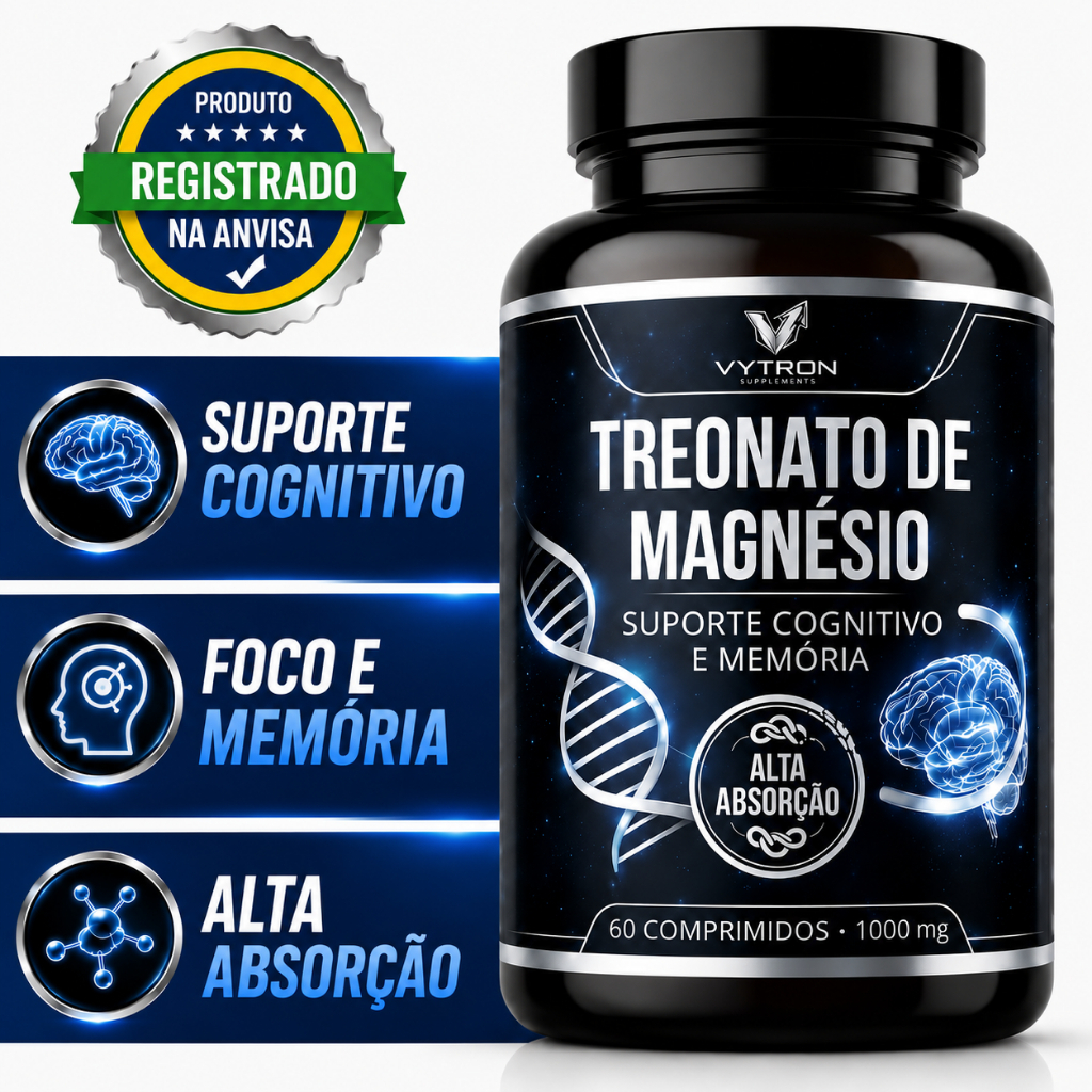 Treonato de Magnésio 1000 mg Treonina Total 60 Comprimidos
