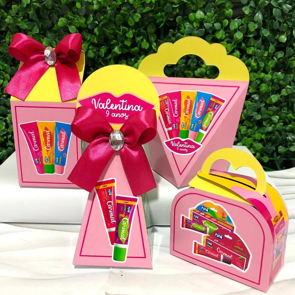 Kit Caixas CARMED FINI Personalizados Lembrancinhas Festa Infantil Aniversário Desmontadas