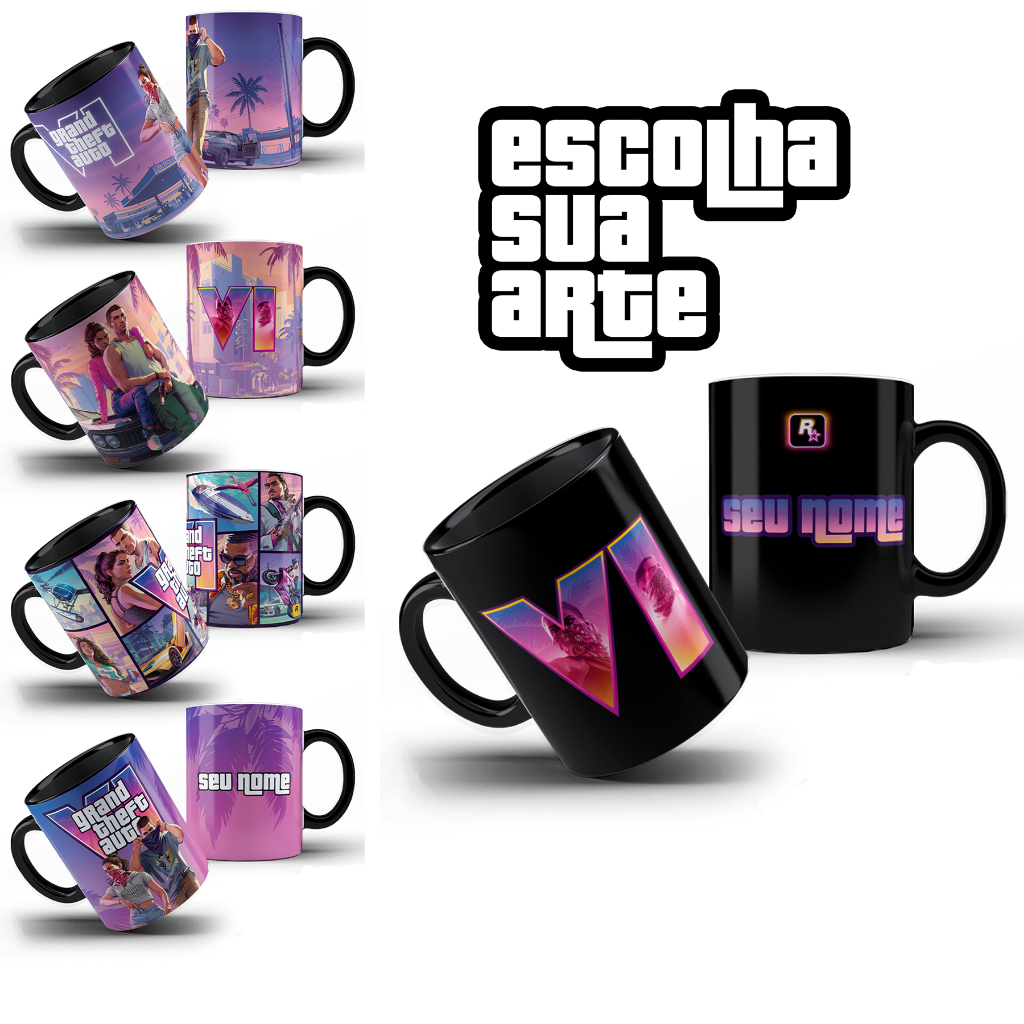 Caneca GTA 6 VI Lançamento 2026 | Gamer Jogos GTA VI