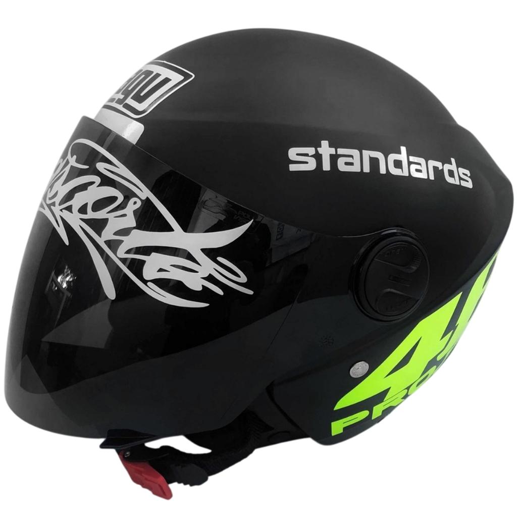 Capacete Liberty New 3 Preto Fosco Personalizado Adesivado Project 46 Vr Viseira Fumê Osascorte