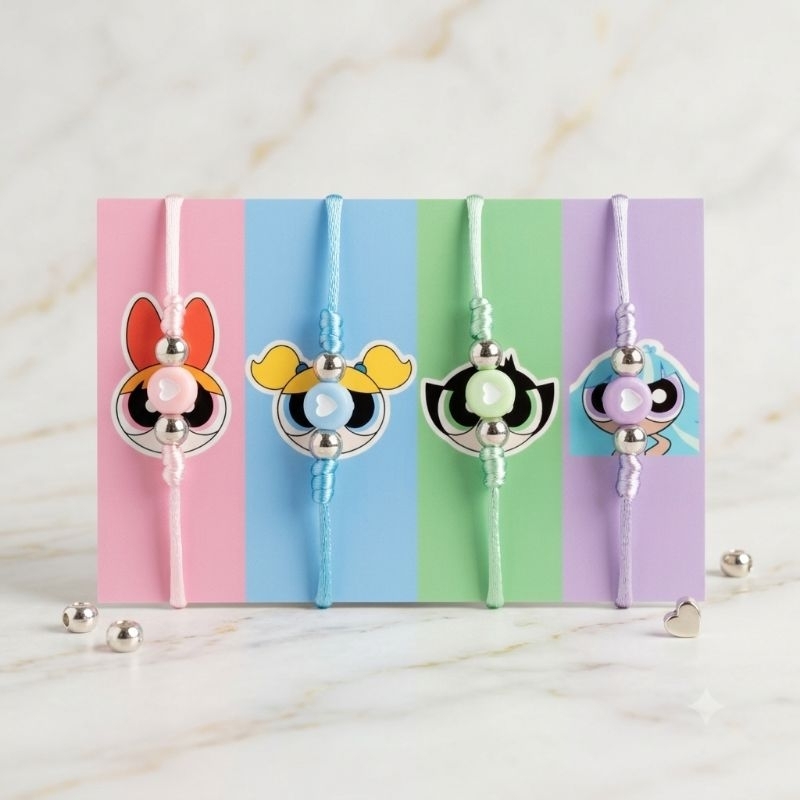 Pulseira da Amizade com 4 As Meninas Super Poderosas ( Modelo 3 )