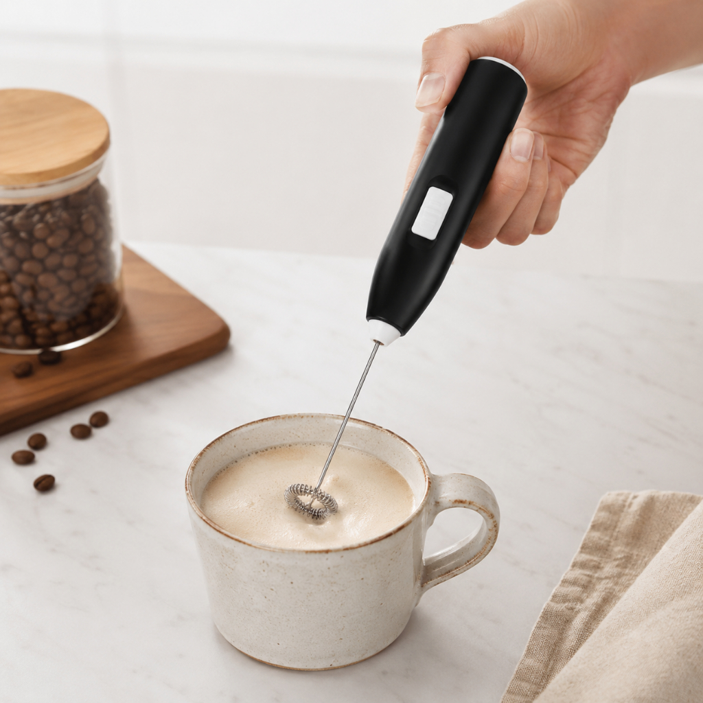 Mini Batedor Elétrico Portátil para Café, Leite, Ovos e Bebidas, Mixer de Mão Compacto e Fácil de Usar