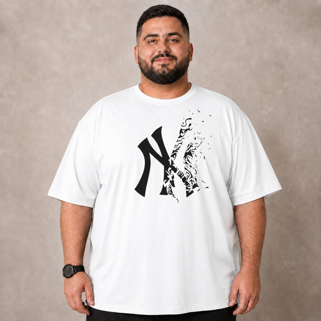 Camiseta Plus Size Masculina Estampada NY Camisa P ao G4 Basica Streetwear Casual Treino Academia