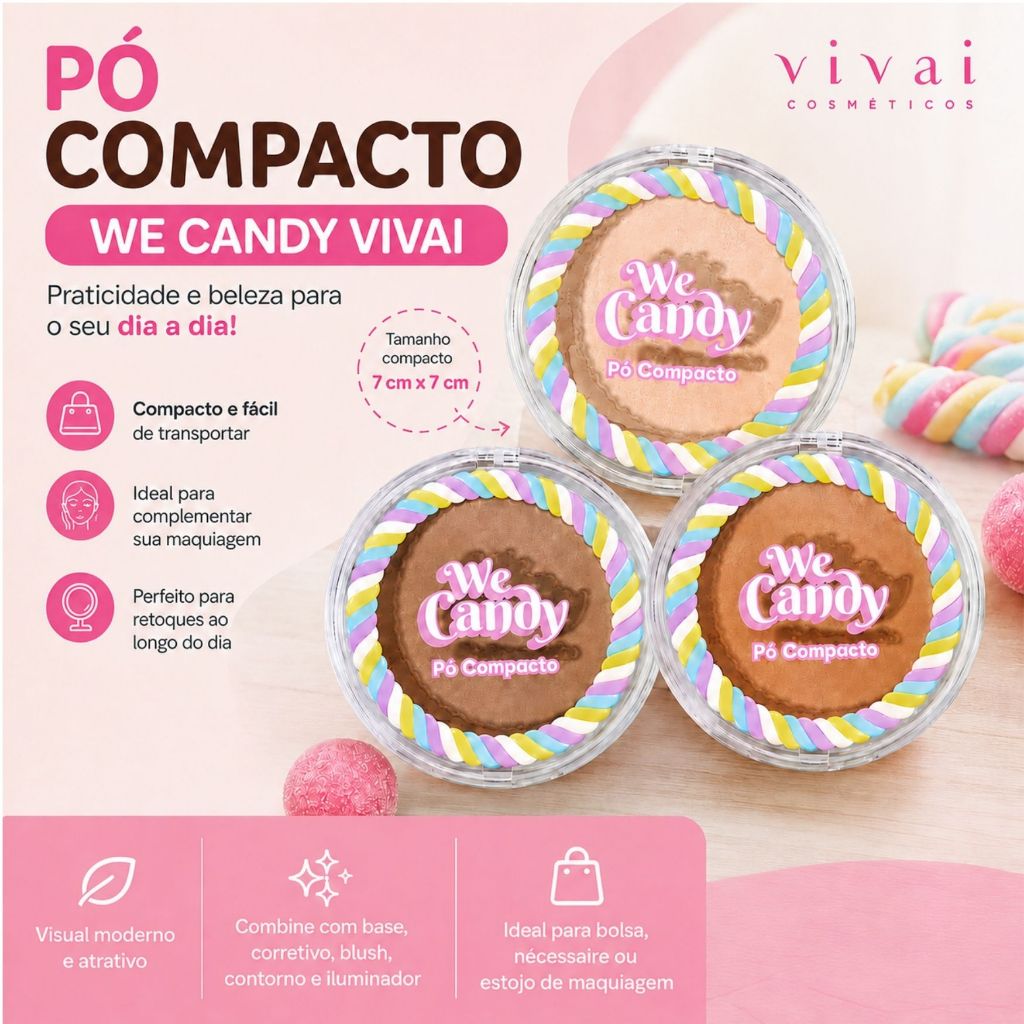 Pó Compacto We Candy Vivai Maquiagem Facial Acabamento Natural — imagem 2 de 2
