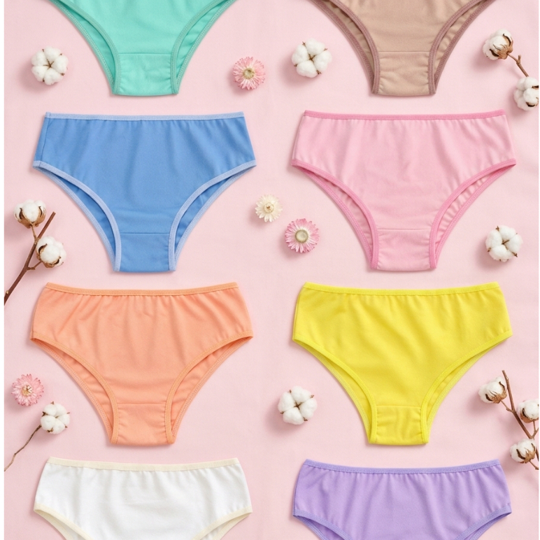 Kit 7 Calcinha Infantil em Cotton Algodão Confortável Calçolinha Juvenil Cctton Algodão