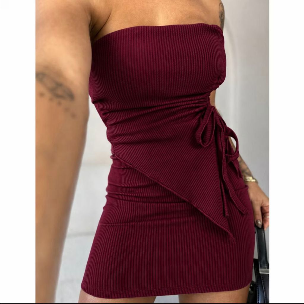 Conjunto Top Cropped Tomara Que Caia Franzido Drapeado Ajuste Canelado + Mini Saia Copa Brasil