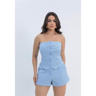Conjunto Feminino Alfaiataria Cropped Tomara Que Caia E Short