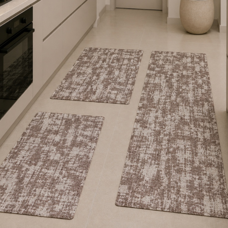 Jogo Tapete Cozinha 3 Peças Jacquard Passadeira Antiderrapante Lavável Geométrico Premium Luxo