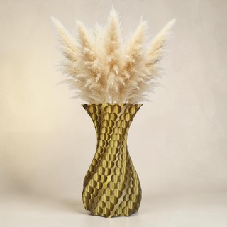 Vaso Decorativo Orgânico Paramétrico Dourado Escamas