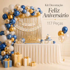 Kit Decoração de Balão 117 Peças Feliz Aniversário Arco Desconstruído Bexiga