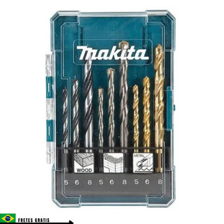 Jogo De Brocas 9 Pçs Makita Madeira Concreto Metal D-71962