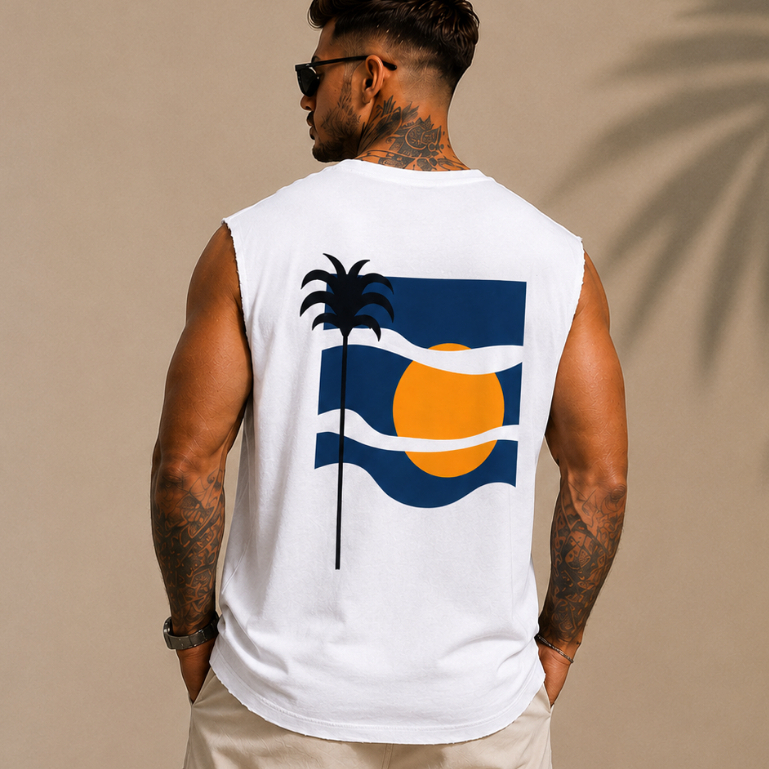 Regata Machão Masculina 100% Algodão Estampada Surf Praia Verão Academia Casual Confortável Premium Treino Fitness