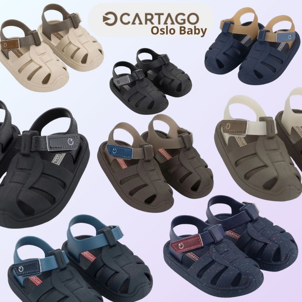 Sandália Cartago Baby Infantil Oslo Original Leve Casual Versátil Original Regulável Em Velcro