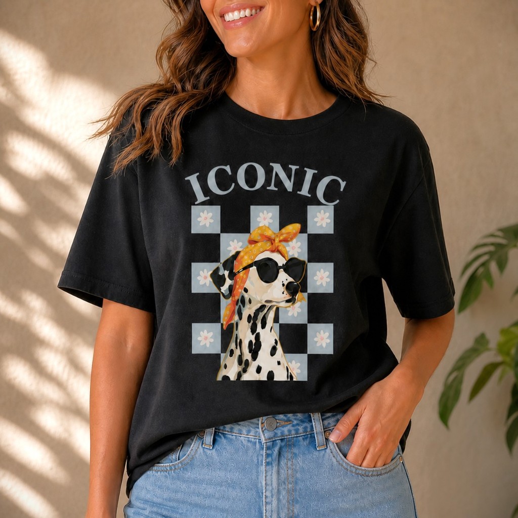 Camiseta Feminina Estampada Dálmata Iconic Blusa 100% Algodão Confortável Estilosa Academia Casual Tendência Verão 2026