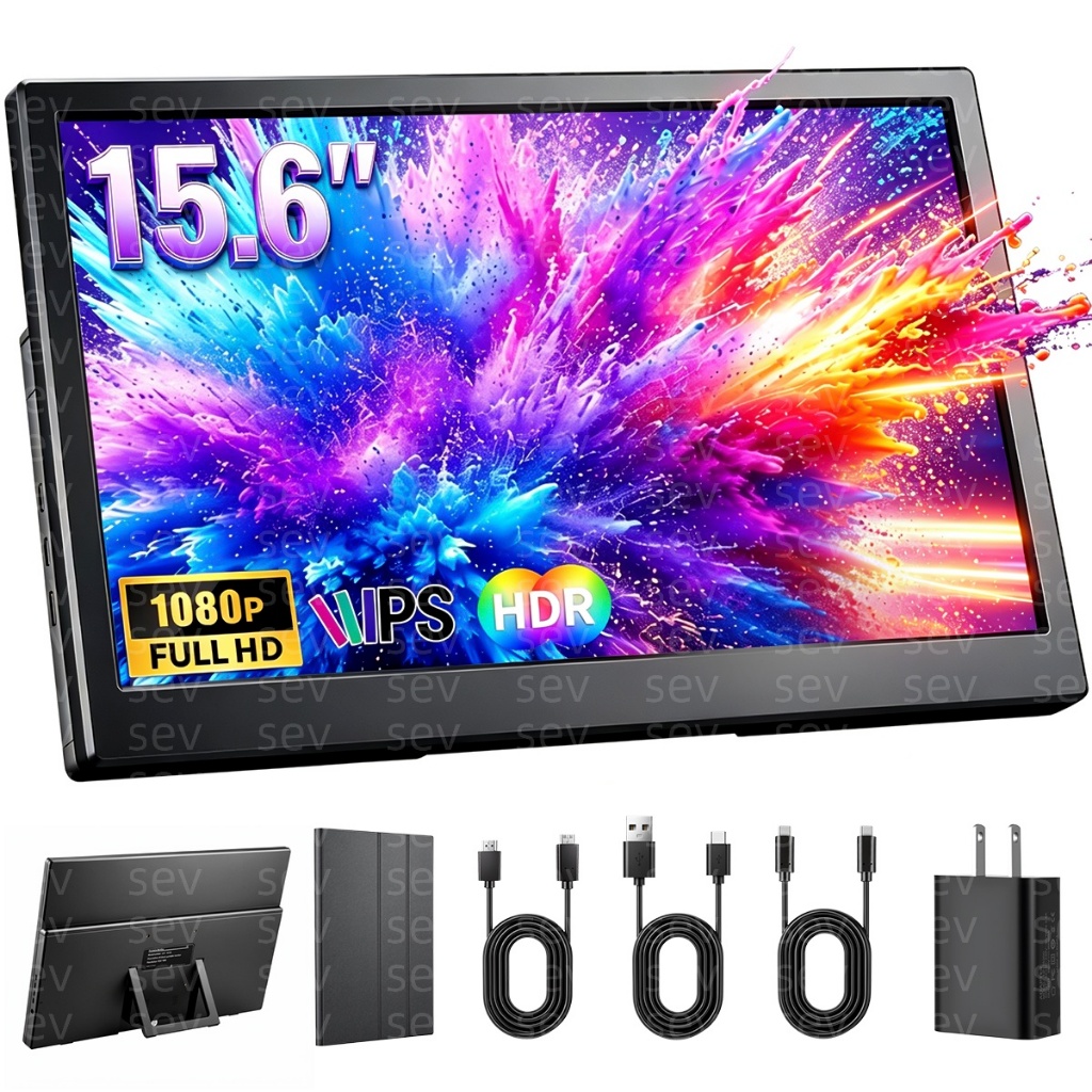 Monitor Portátil 15.6″ 1080P IPS,Tela Secundária para Notebook,Entrada USB‑C e Mini HDMI