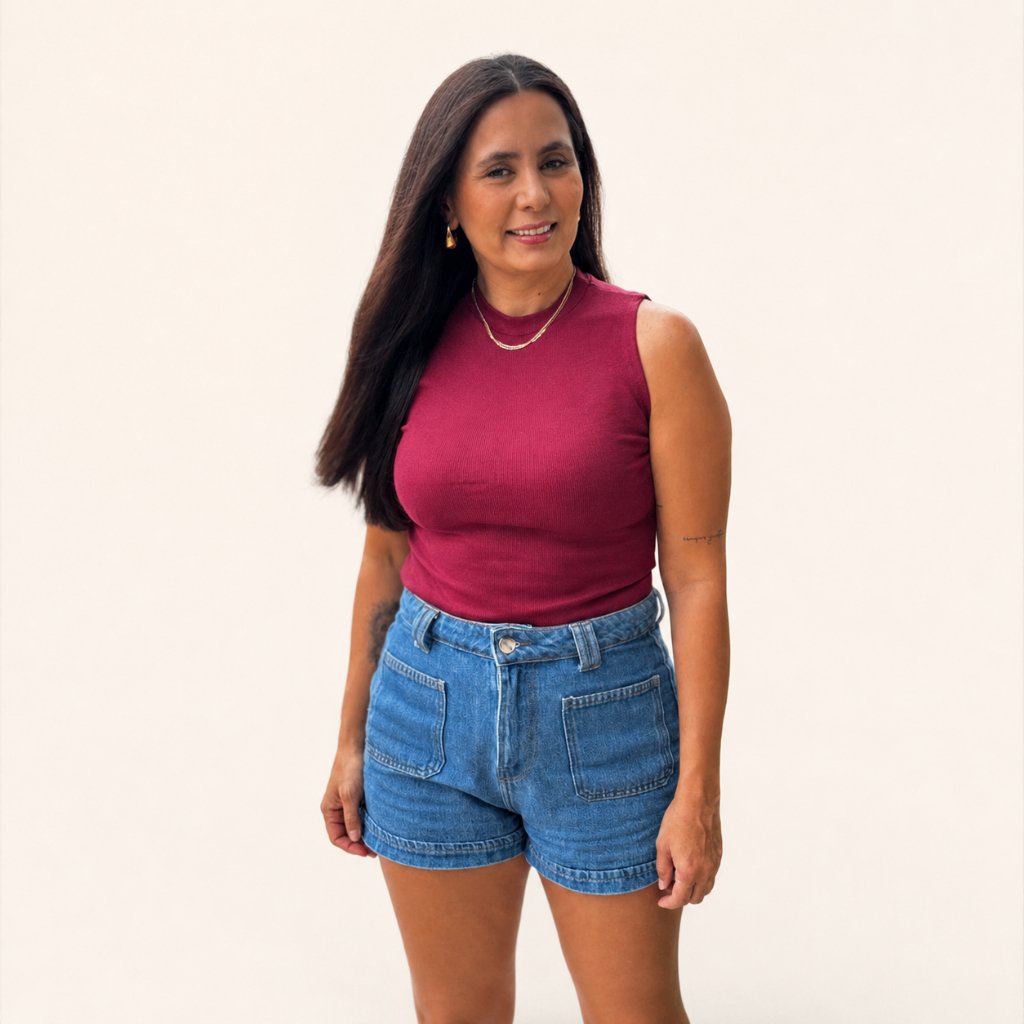 Regata Feminina Canelada em Ribana 97% Algodão com Elastano Blusa Básica Lisa