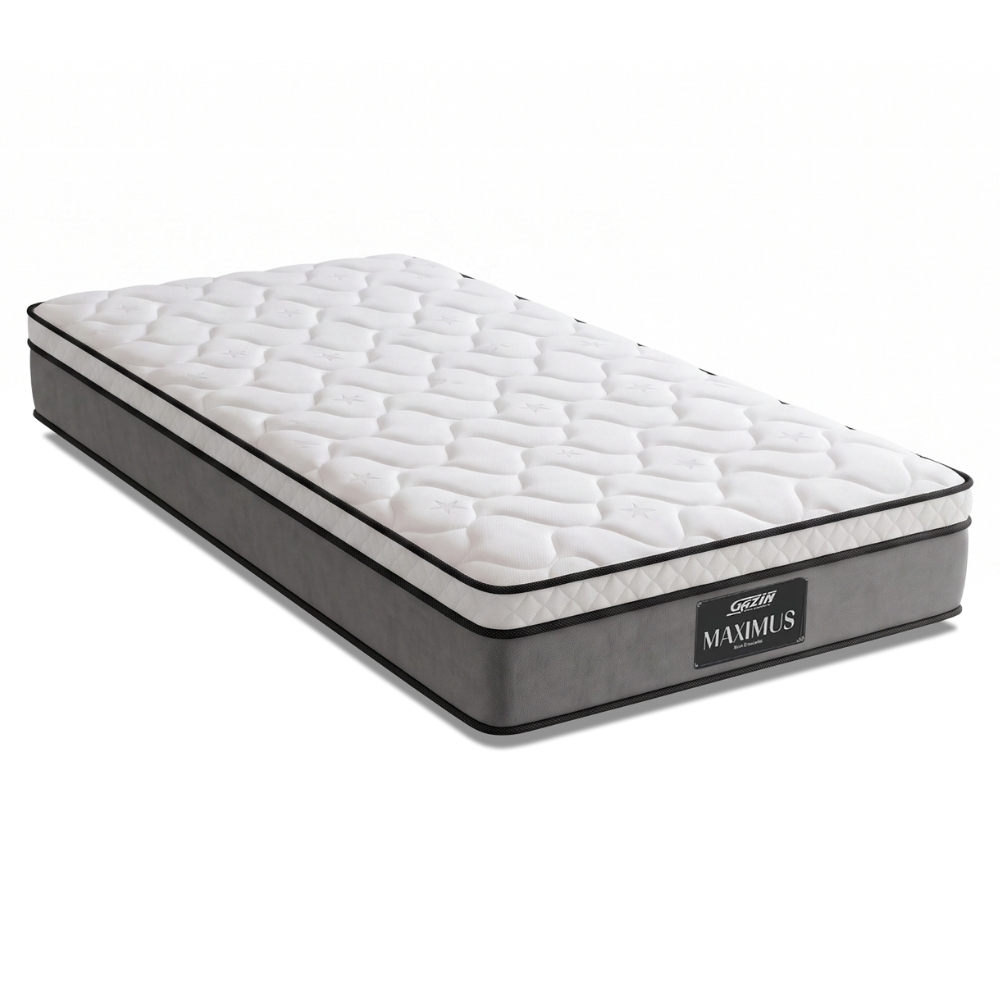 Colchão Solteiro Gazin Maximus Molas Ensacadas 88x188x24cm Cinza / Branco