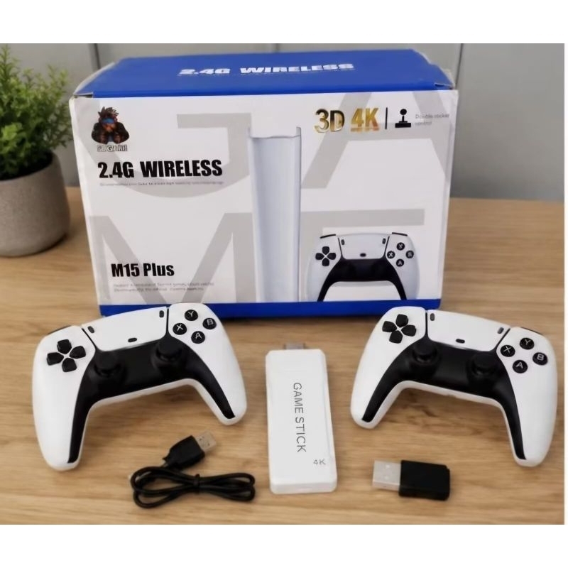 Game Stick M15 plus 2.4 Wireless 3D 4K + 20 mil jogos e 9 emuladores 2controles sem fio