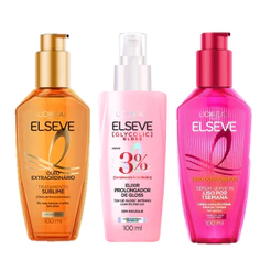 Kit Finalizadores Elseve L'Oréal Paris: Óleo Extraordinário + Glycolic Gloss + Liso dos Sonhos (3x 100ml)