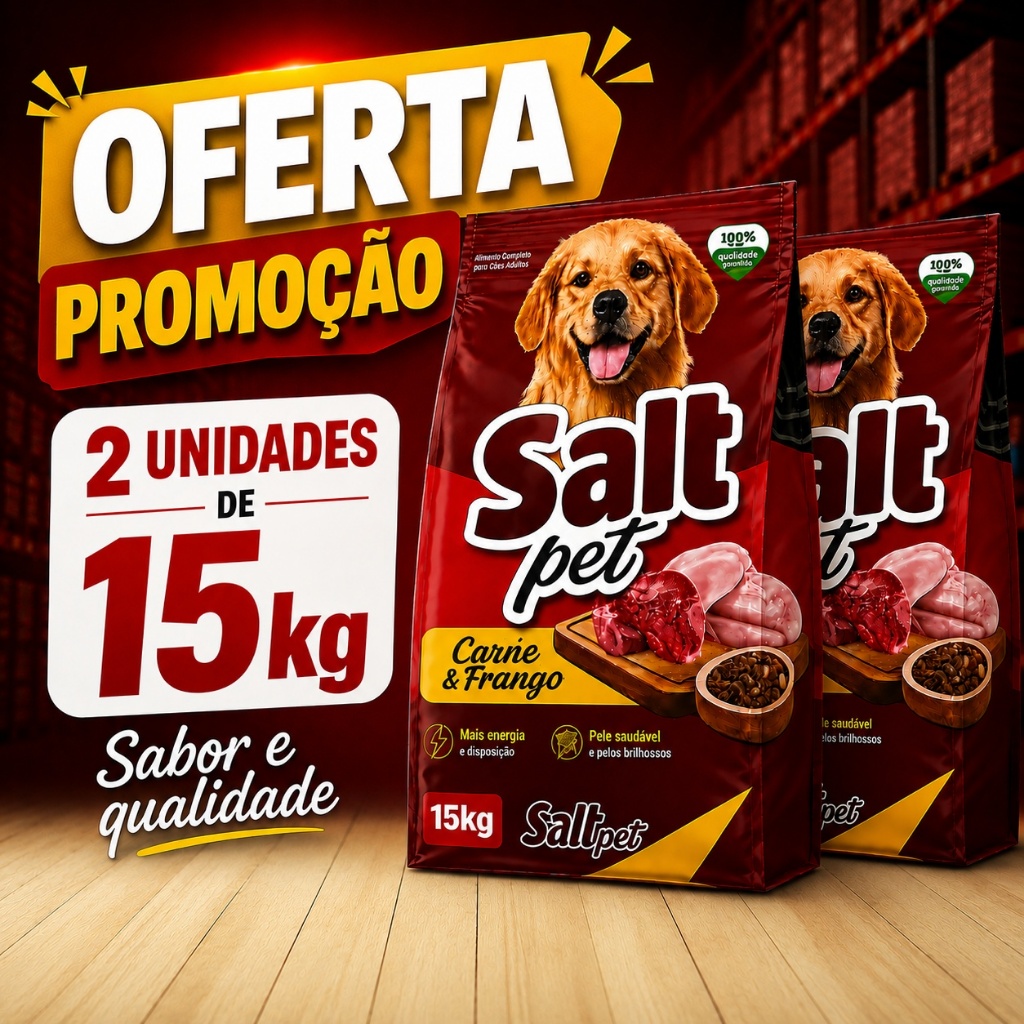 Ração Para Cachorro Adulto 30kg Carne e Frango Alimento Nutritiva Completo Para Cães Pet