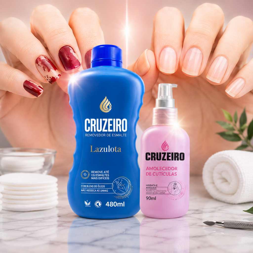 KIT Linha Unhas Cruzeiro 480ml + Amolecedor de Cutículas Cruzeiro 90ml Hidratante Remoção Eficiente