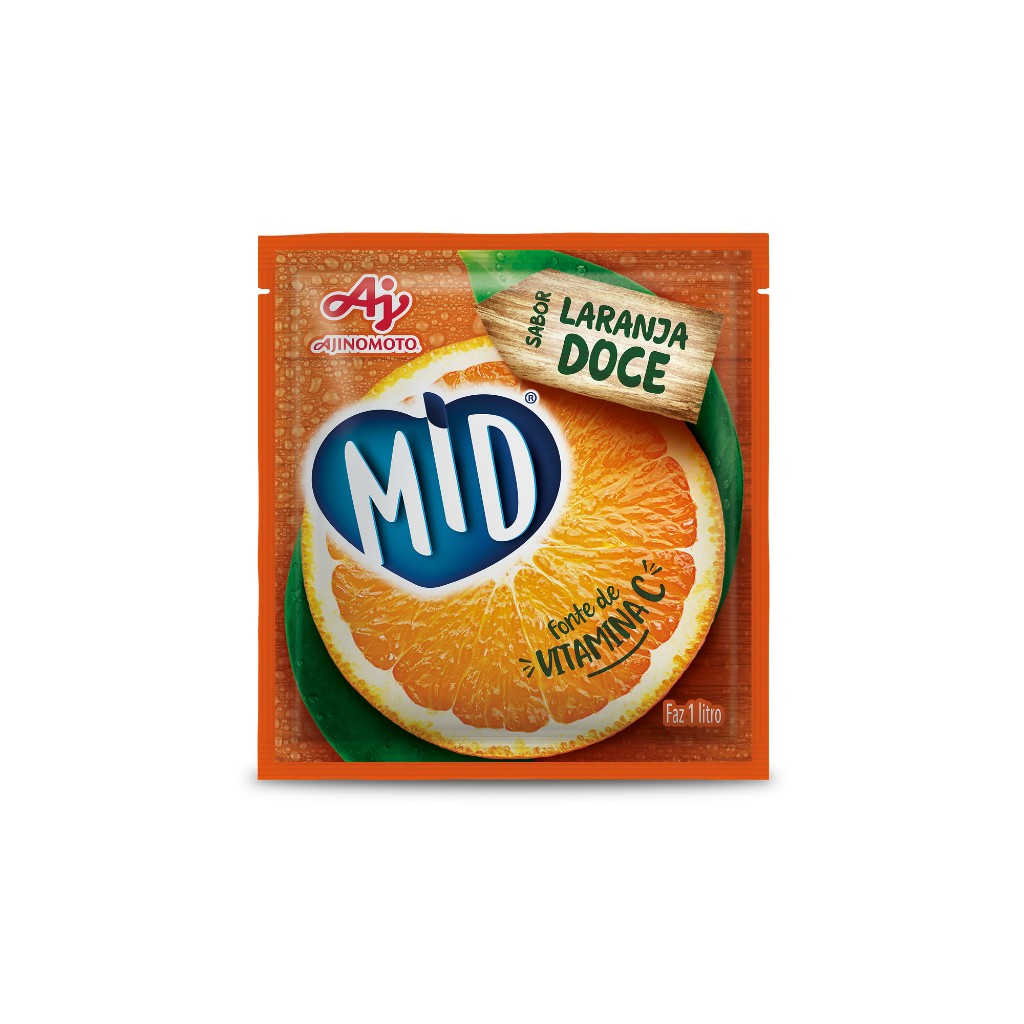 Kit Refresco em Pó MID® Sabor Laranja Doce Com 15 Unidades de 20g