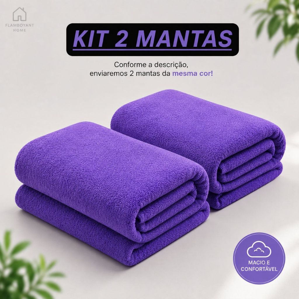 Kit 2 Peças Cobertor Manta Casal da Mesma Cor Super Fofinhas