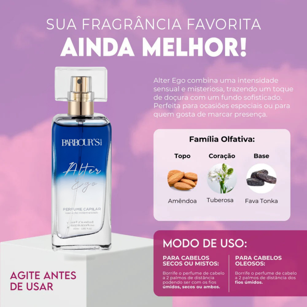 Kit Perfume Capilar 50ml e Body Splash Alter Ego 200ml Barbour's Beauty · foto 2