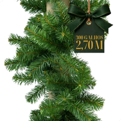 Festão Aramado Verde Natal Decoração 2,70 Metros 300 Galhos