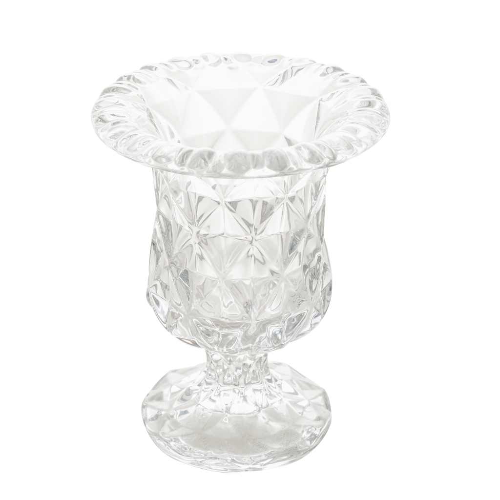Vaso de Vidro Diamond 14,5 cm Lyor para Flores Arranjos Decoração Mesa Aparador Sala Estante Lavabo Design Elegante Casa