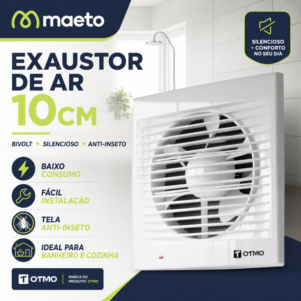 Exaustor Ar Cozinha Banheiro 10cm Tela Anti Inseto Ventilador Exaustor Ventilação Vapor Box Chuveiro