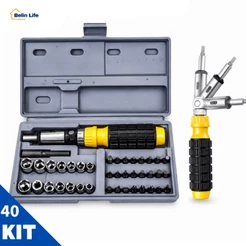 Kit Chave De Impacto Manual Reversível 38 Peças Com Maleta Para Mecânica LWJ-140