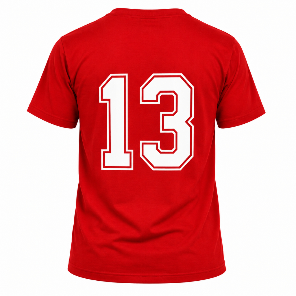 Camiseta Número 13 Estampa nas Costas 100% Algodão Unissex Casual