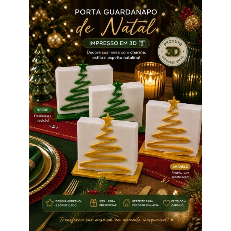 Porta guardanapo Natal, Porta guardanapo árvore de Natal, Decoração de Natal, Mesa posta, Mesa natalina, Impressão 3D...