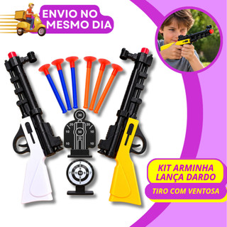 KIT 2 Lançadores de Dardos Infantil Lança Dardo com Ventosa Alvos Brinquedo Interativo Diversão em Família