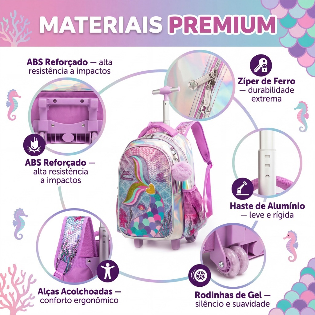 Kit Mochila Lancheira Estojo Rodinhas Menina Escolar · foto 2