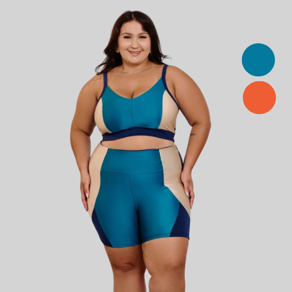 Conjunto Fitness Brilhoso Bermuda + Top S/bojo Plus Size 11201/11200
