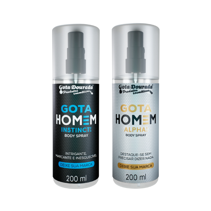 Dupla Body Spray Masculino Gota Dourada 200ml - Instinct e Alpha
