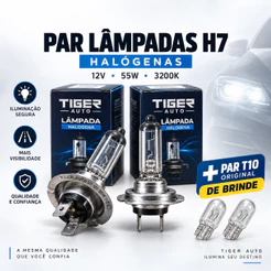 Par De Lampada Farol Alto / Baixo H7 + Brinde T10 Lanterna 12v 55w 3200k