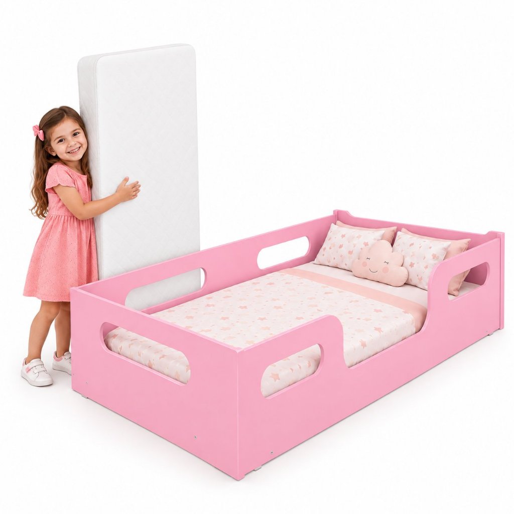 Cama Infantil Com Colchão Incluso Grade Segurança Branca