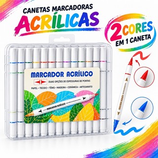 Canetas Marcadoras Acrílicas de Ponta Dupla à Prova d'Água para Tecido, Tênis, Papel, Mad…