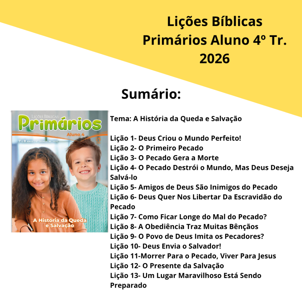 Revista Lições Bíblica Primários Aluno 4º Trimestre 2026 · foto 2