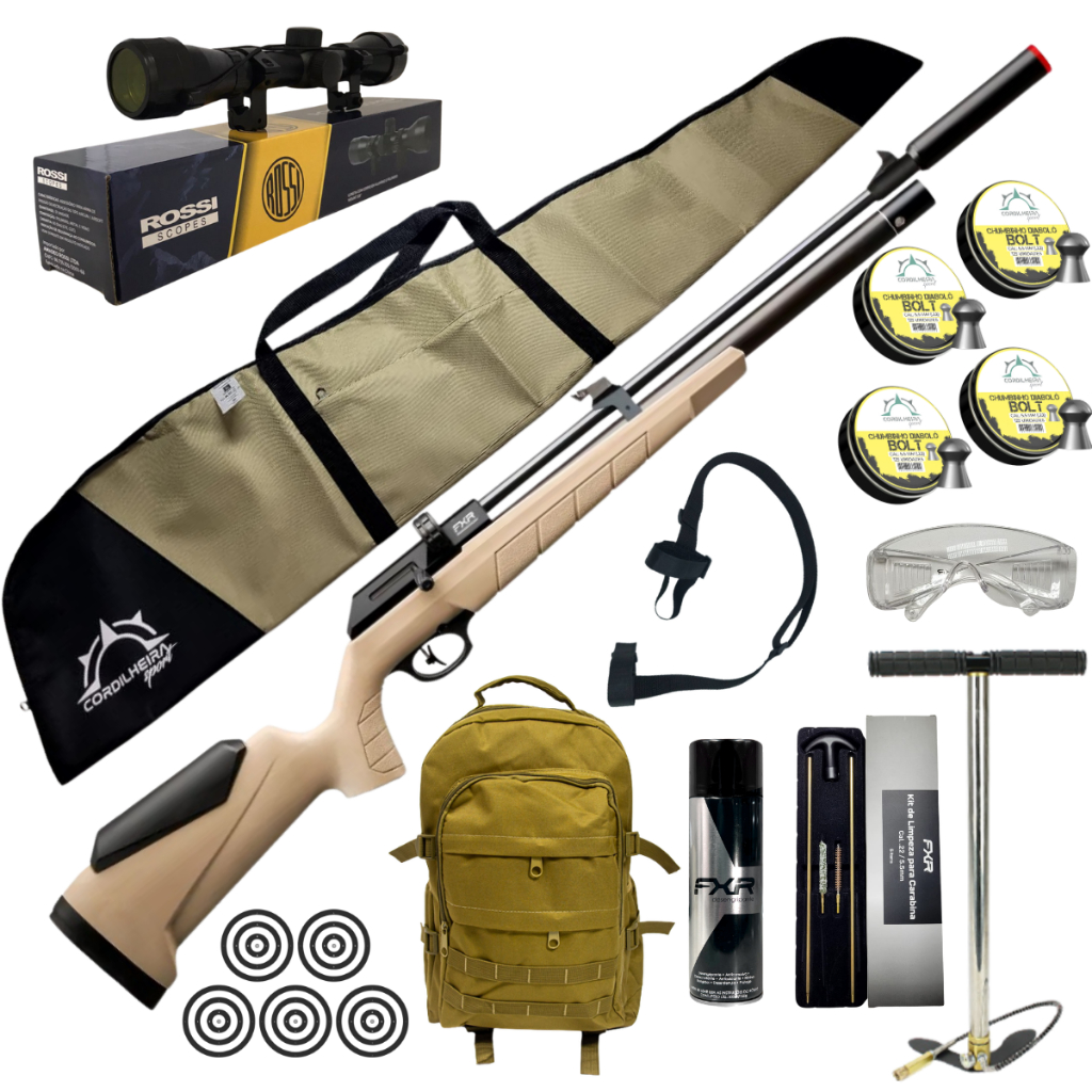 Combos Carabina de Pressão ARTEMIS PCP PR900T G3 Tan 5,5mm Fixxar + Escolha o seu kit Ideal