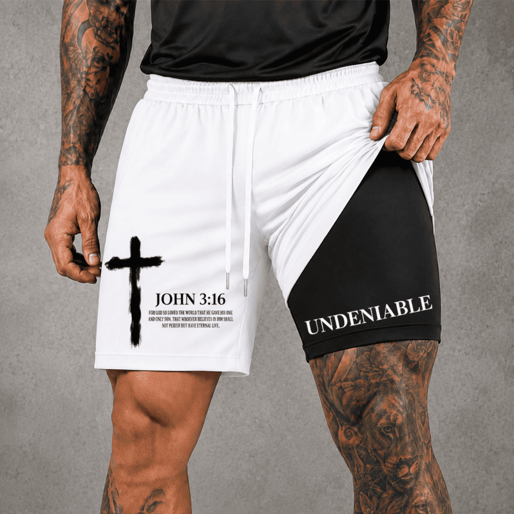 Short Masculino Bermuda 2 em 1 Compressão Dry Fit Respirável Plus Size Academia Casual Treino Fitness Cruz Jesus