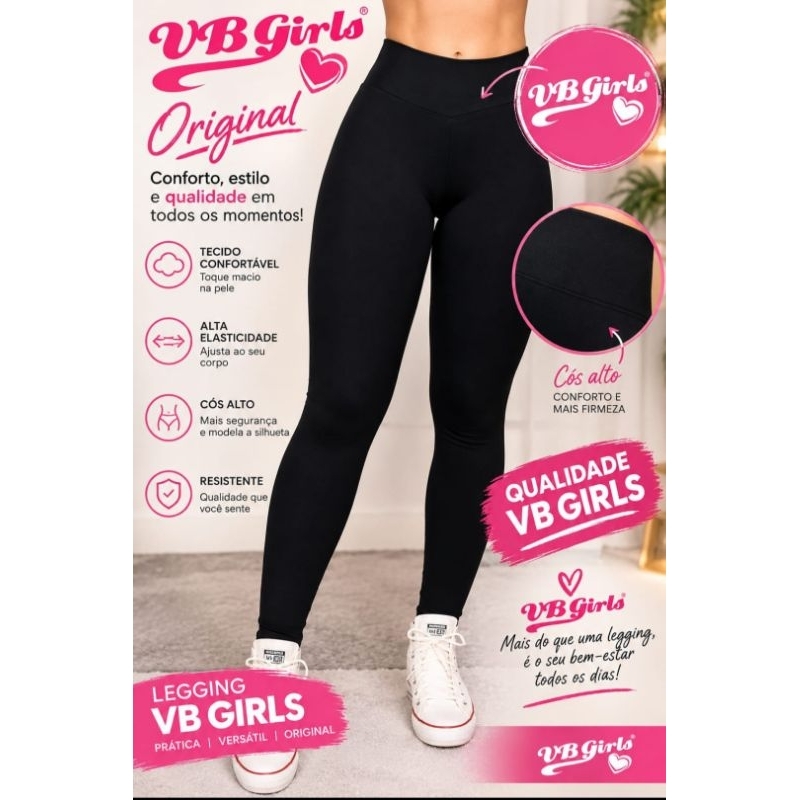Calça Legging Feminina original VBGIRSLFitness Cintura Alta Modeladora Academia Sem Transparência modelagem pequena