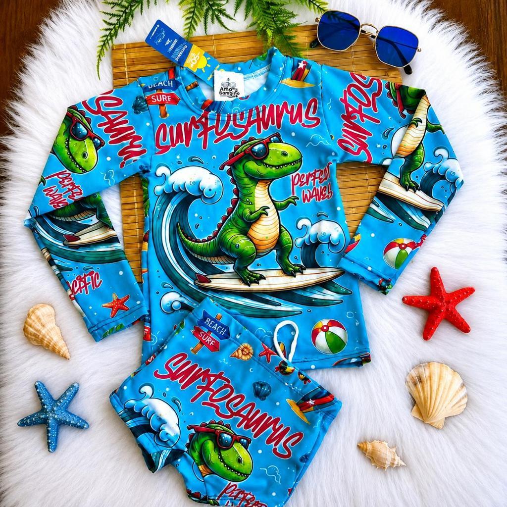 Conjunto SUNGA Infantil mais Blusa Térmica UV50+ Roupa banho Proteção Solar Praia Piscina